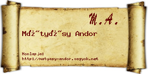 Mátyásy Andor névjegykártya